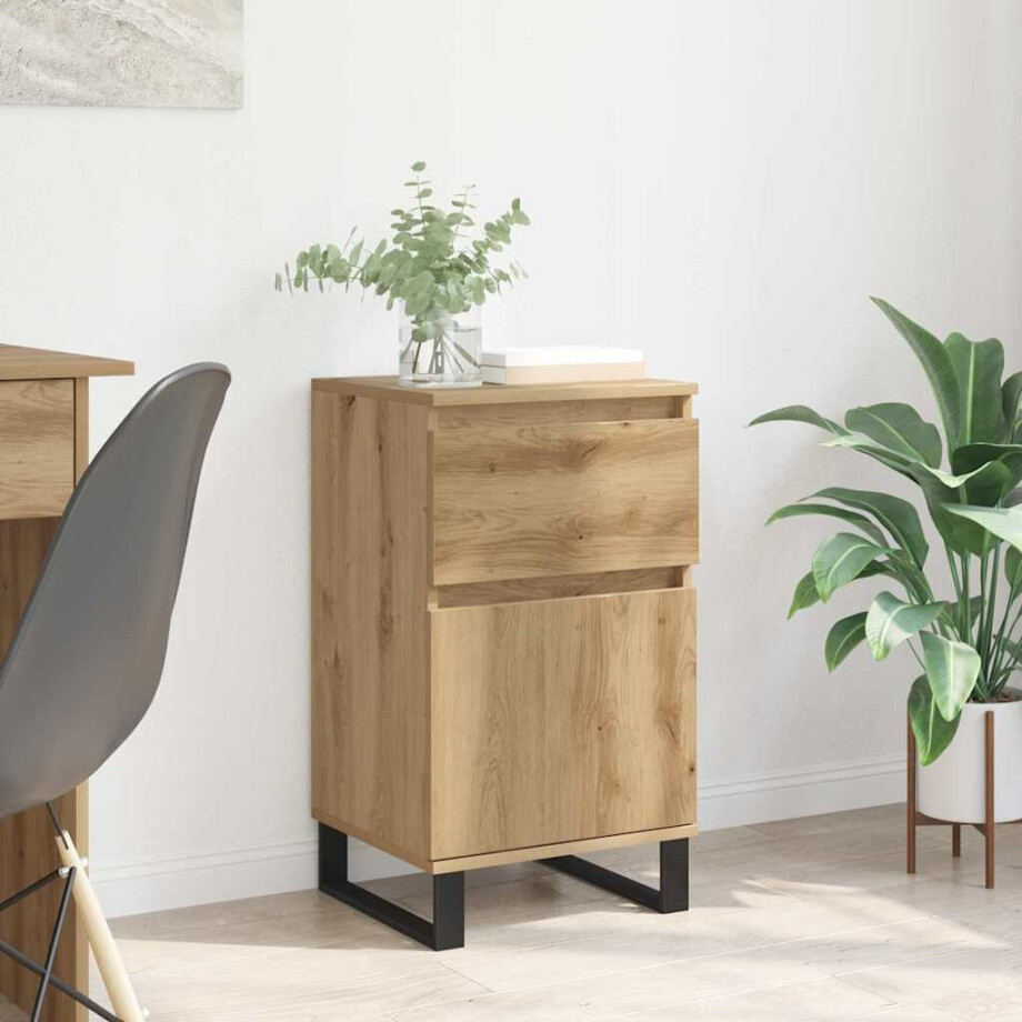 vidaXL Dressoir artisanaal eikenkleurig 35 x 40 x 70 cm Bewerkt hout afbeelding 1
