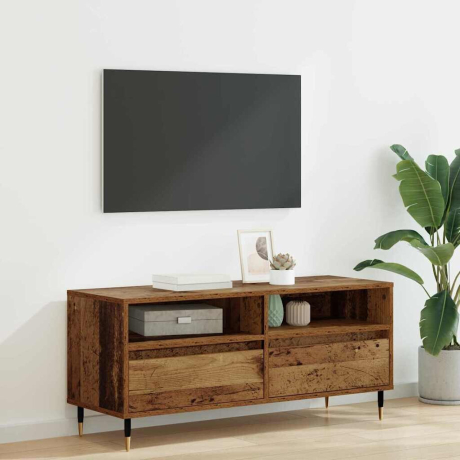 vidaXL TV-kast Oud Hout 100 x 34,5 x 44,5 cm Gemonteerd hout en ijzer afbeelding 1