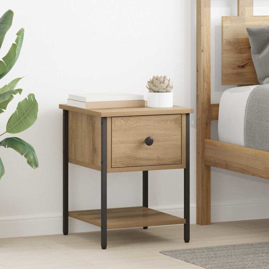 vidaXL Nachtkastje 2 pcs Artisan Eiken 34 x 35,5 x 45 cm Bewerkt hout vidaXL Nachtkastje 2 pcs Artisan Eiken 34 x 35,5 x 45 cm Bewerkt hout afbeelding 1