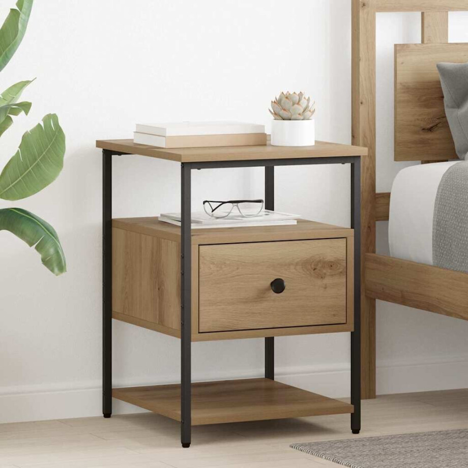 vidaXL Nachtkastje 2 pcs Artisan Eiken 40 x 42 x 56 cm Bewerkt hout vidaXL Nachtkastje 2 pcs Artisan Eiken 40 x 42 x 56 cm Bewerkt hout afbeelding 1