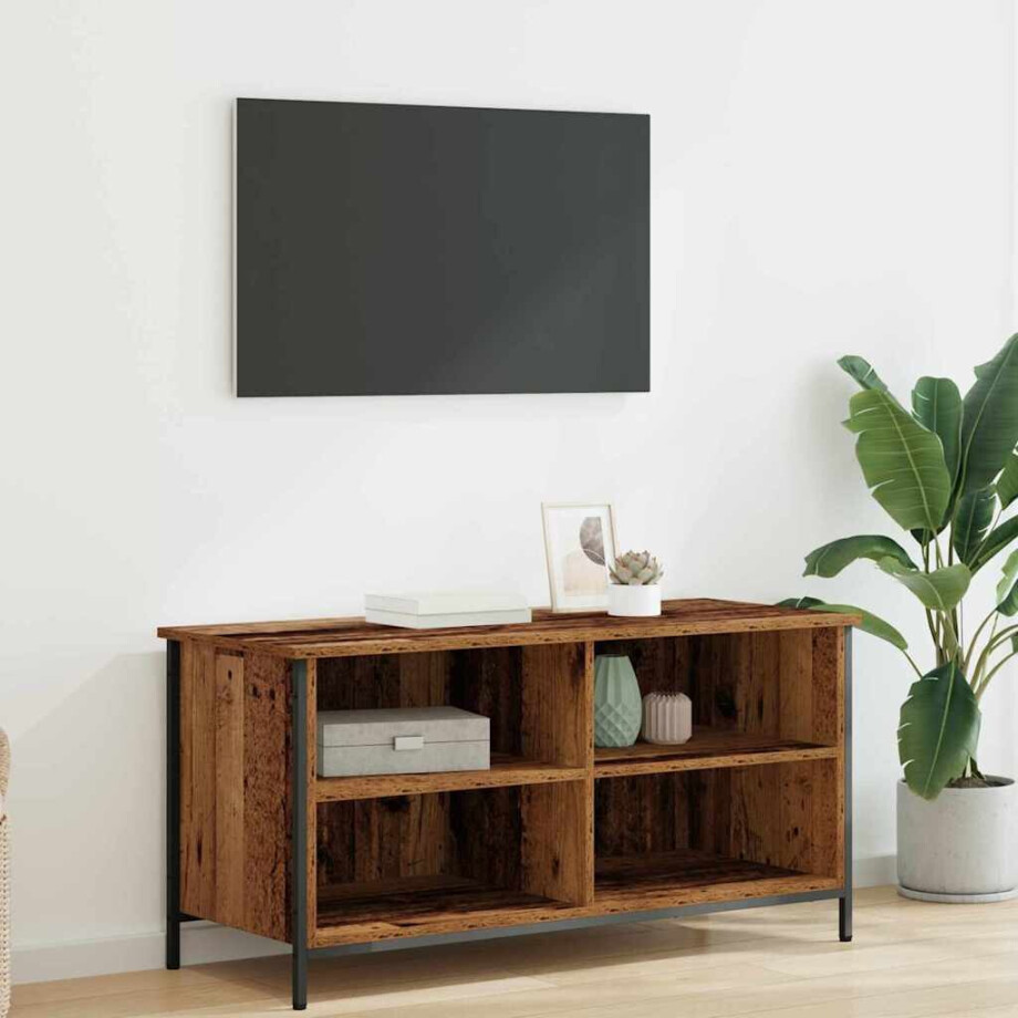 vidaXL TV-kast Oud Hout 100 x 40 x 50 cm Bewerkt hout afbeelding 1