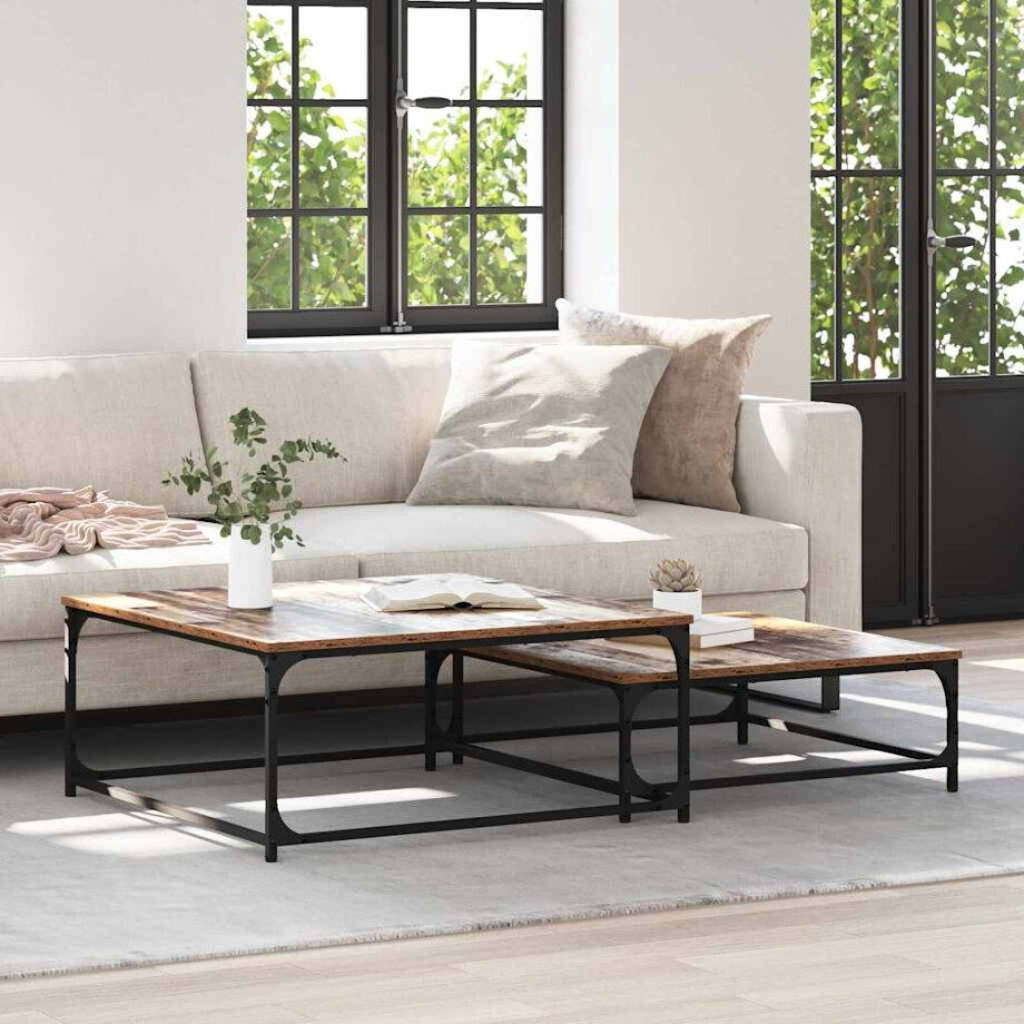 vidaXL Salontafel 2 pcs Oud Hout Bewerkt hout vidaXL Salontafel 2 pcs Oud Hout Bewerkt hout afbeelding 1