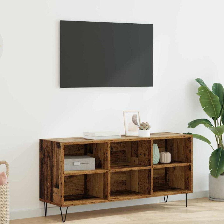 vidaXL TV-kast Oud Hout 103,5 x 30 x 50 cm Bewerkt hout afbeelding 1