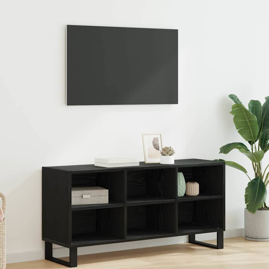 vidaXL TV-kast Zwart Eiken 103,5 x 30 x 50 cm Bewerkt hout afbeelding 1
