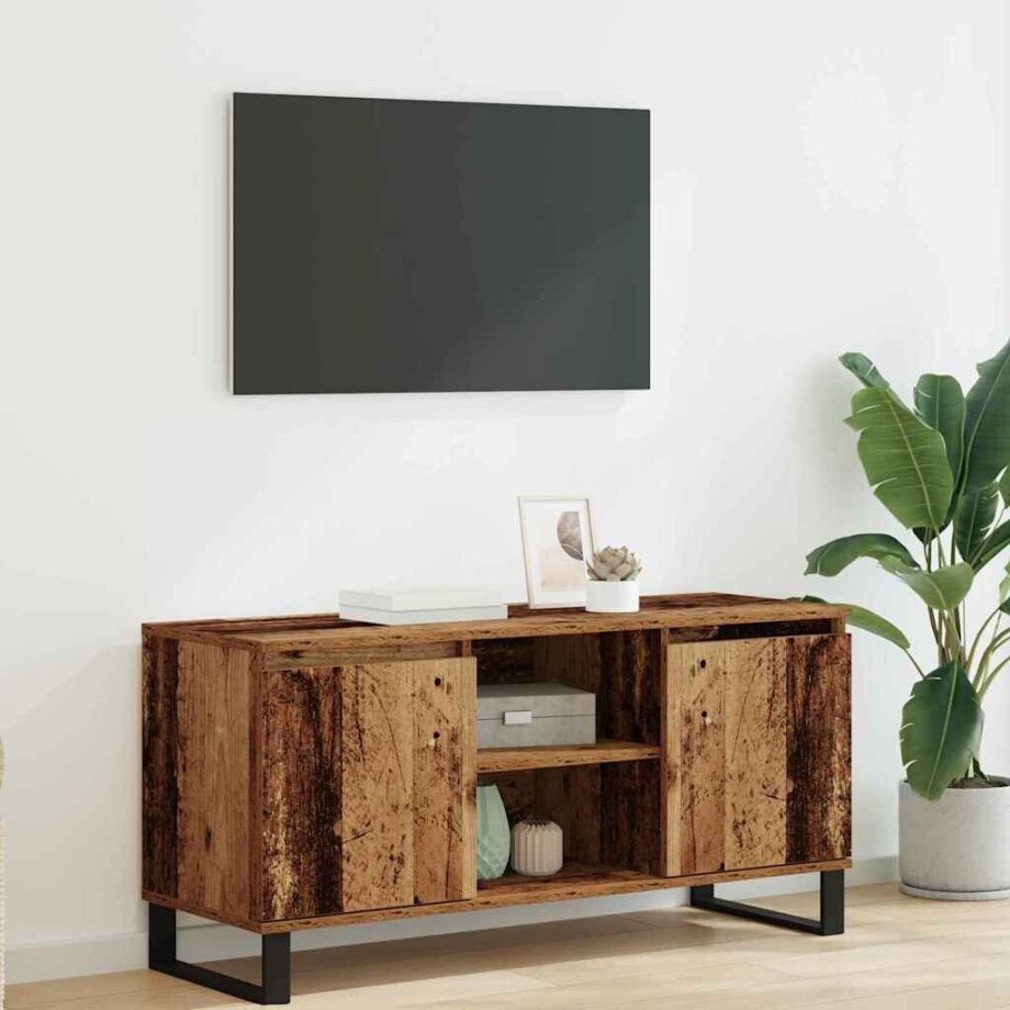 vidaXL TV-kast Oud Hout 104 x 35 x 50 cm Bewerkt hout vidaXL TV-kast Oud Hout 104 x 35 x 50 cm Bewerkt hout afbeelding 1