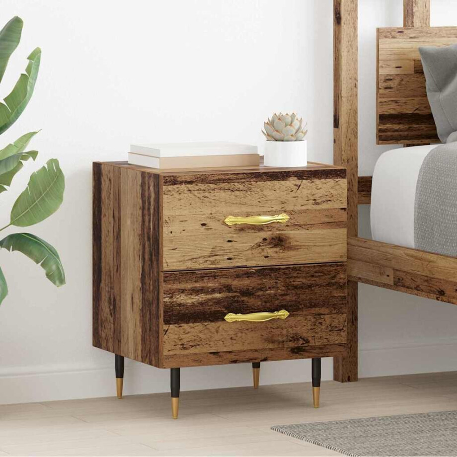 vidaXL Nachtkastje 2 pcs Oudhout 40 x 35 x 47,5 cm Bewerkt hout vidaXL Nachtkastje 2 pcs Oudhout 40 x 35 x 47,5 cm Bewerkt hout afbeelding 1