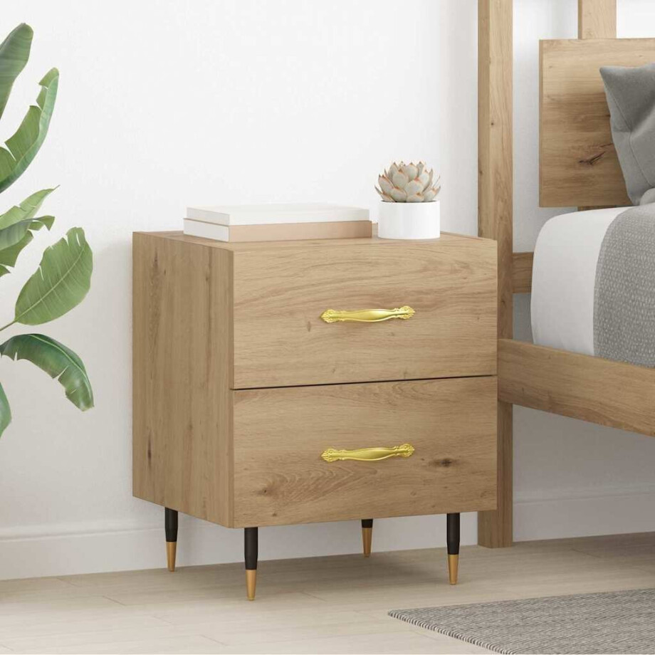vidaXL Nachtkastje 2 pcs Artisan Eiken 40 x 35 x 47,5 cm Bewerkt hout vidaXL Nachtkastje 2 pcs Artisan Eiken 40 x 35 x 47,5 cm Bewerkt hout afbeelding 1