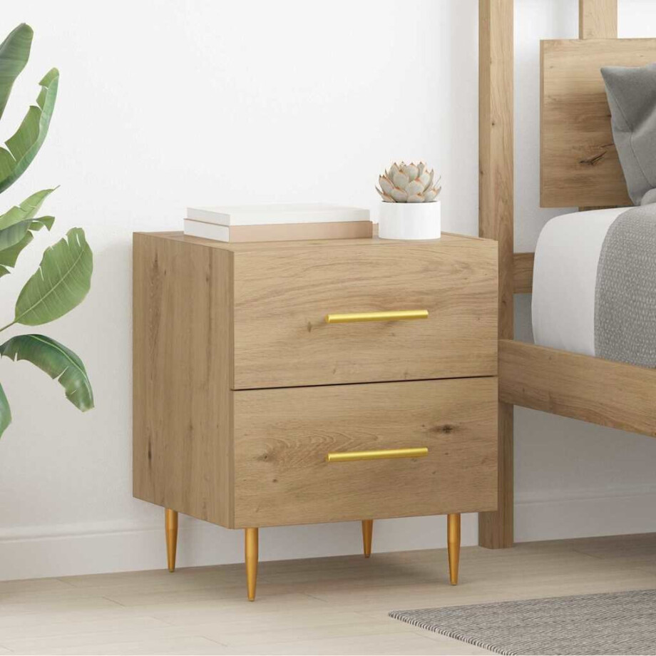 vidaXL Nachtkastje Artisan Eiken 40 x 35 x 47,5 cm Bewerkt hout vidaXL Nachtkastje Artisan Eiken 40 x 35 x 47,5 cm Bewerkt hout afbeelding 1