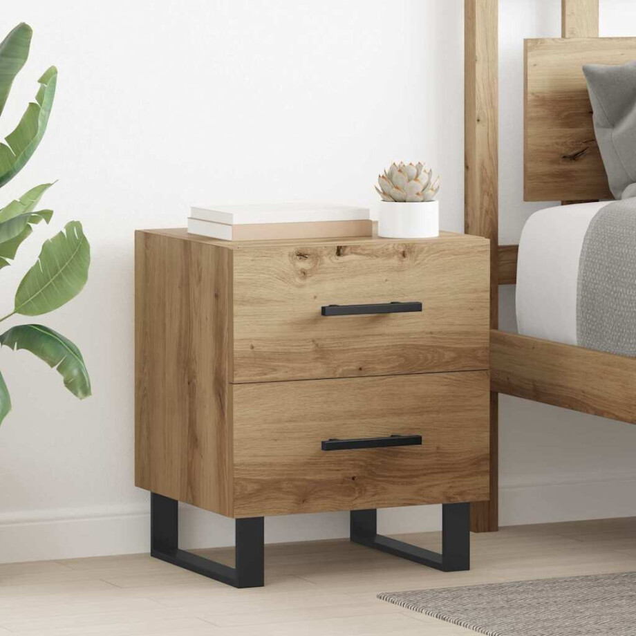 vidaXL Bedside kasten 2 pcs artisanaal eikenkleurig 40 x 35 x 47,5 cm afbeelding 1