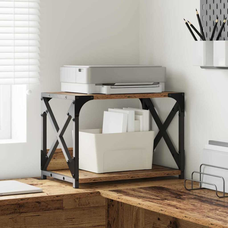 vidaXL Printerstand Oud Hout 44 x 26 x 31,5 cm Bewerkt hout vidaXL Printerstand Oud Hout 44 x 26 x 31,5 cm Bewerkt hout afbeelding 1