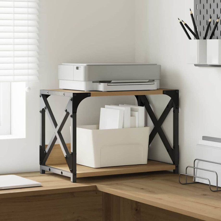 vidaXL Printerstand Artisan Eiken 44 x 26 x 31,5 cm Bewerkt hout afbeelding 1