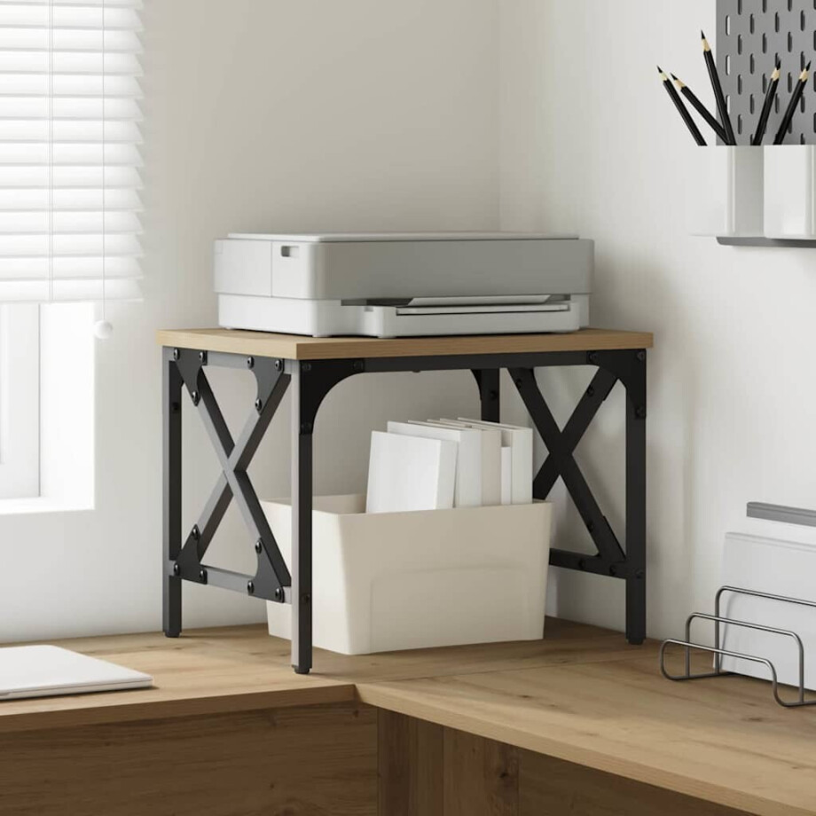 vidaXL Printerstand Artisan Eiken 40 x 30 x 31 cm Bewerkt hout afbeelding 1