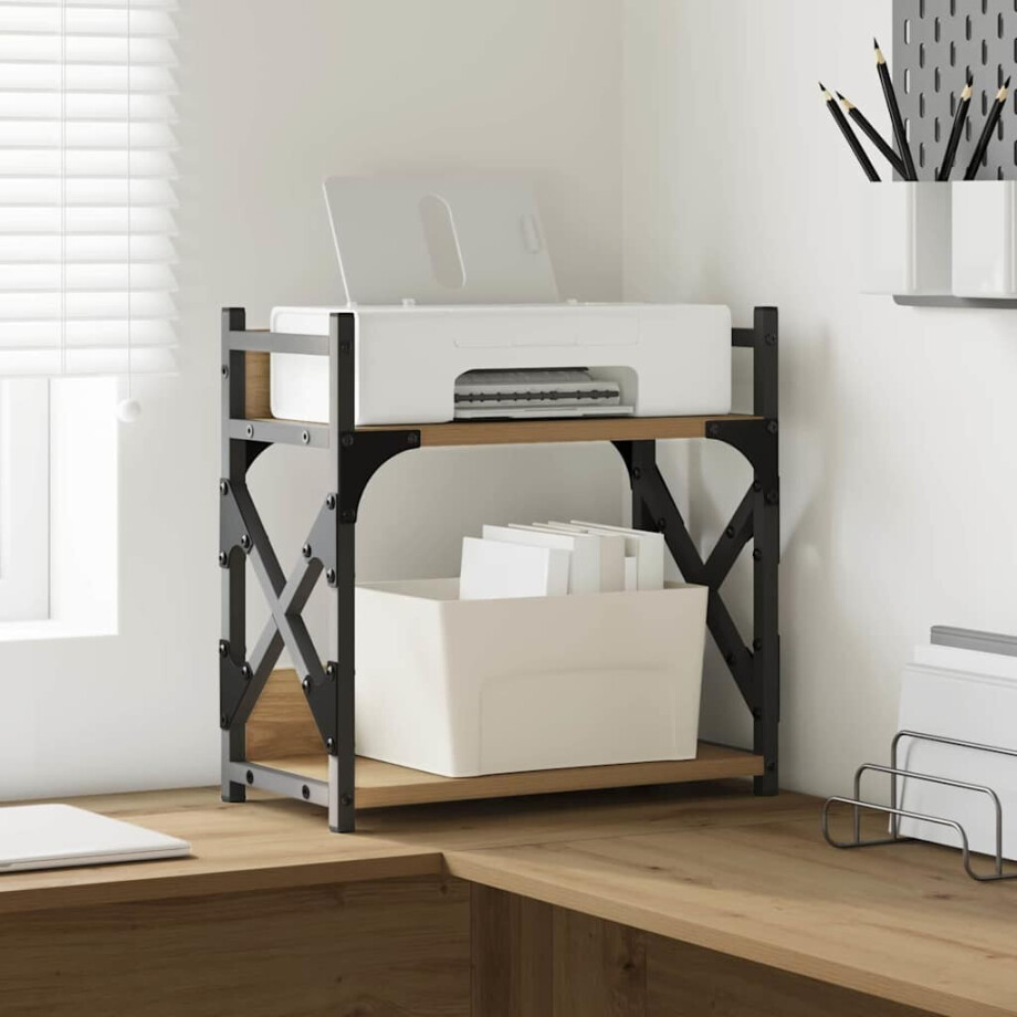 vidaXL Printerstand Artisan Eiken 40 x 20 x 40 cm Bewerkt hout afbeelding 1