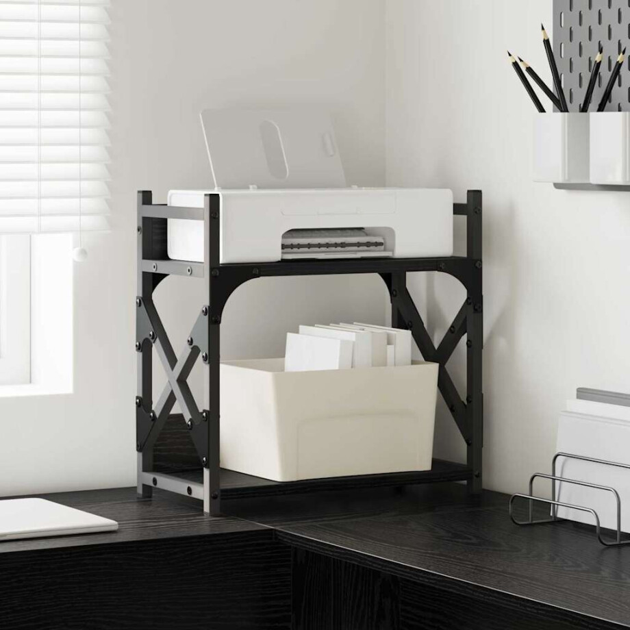 vidaXL Printerstand Zwart Eiken 40 x 20 x 40 cm Bewerkt hout afbeelding 1