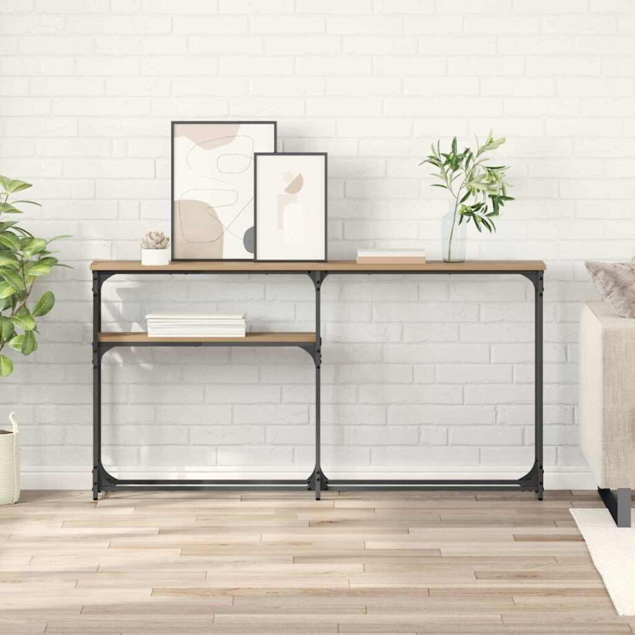 vidaXL Consoletafel Artisan Eiken 145 x 22,5 x 75 cm Bewerkt hout vidaXL Consoletafel Artisan Eiken 145 x 22,5 x 75 cm Bewerkt hout afbeelding 1