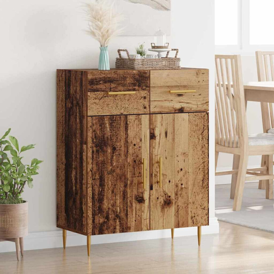 vidaXL Dressoir met lade Oud Hout 69,5 x 34 x 90 cm Bewerkt hout vidaXL Dressoir met lade Oud Hout 69,5 x 34 x 90 cm Bewerkt hout afbeelding 1