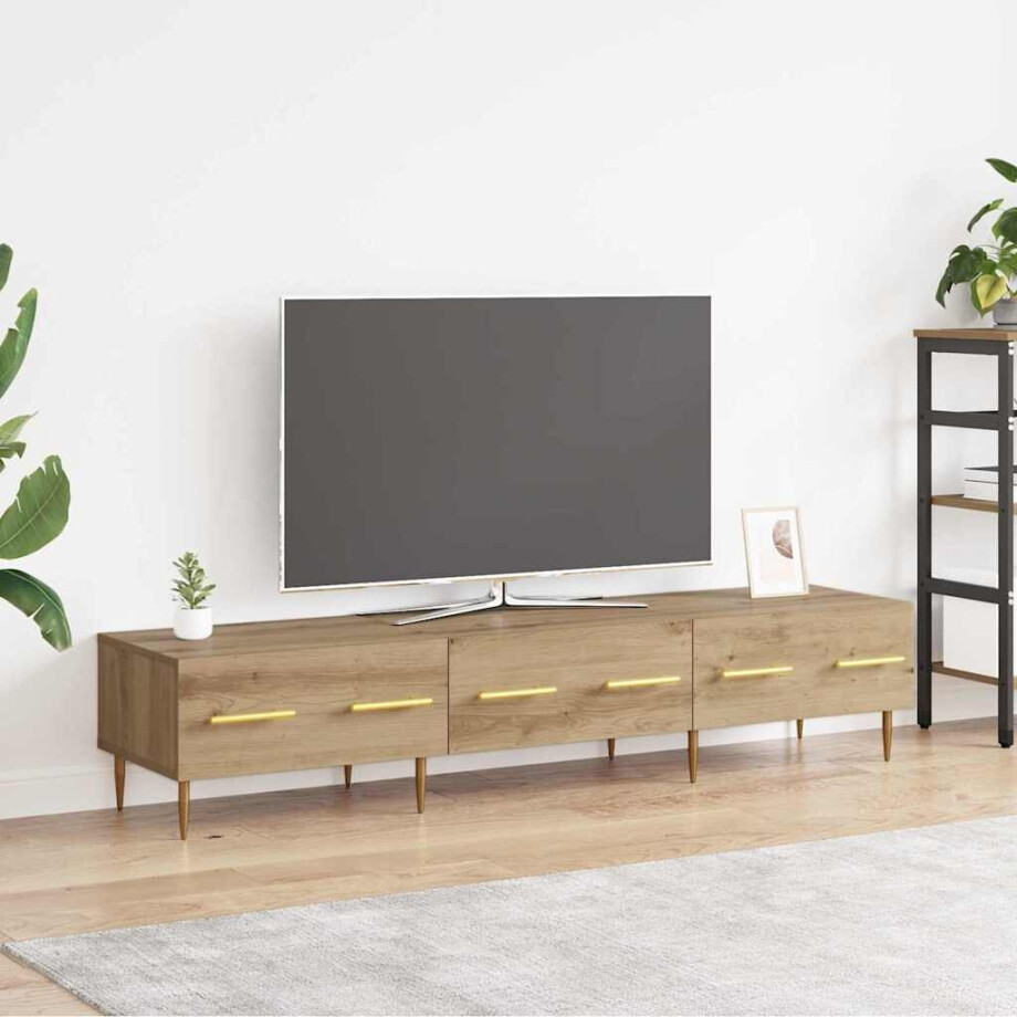 vidaXL TV-kast met lade Artisan Eiken 150 x 36 x 30 cm Bewerkt hout vidaXL TV-kast met lade Artisan Eiken 150 x 36 x 30 cm Bewerkt hout afbeelding 1