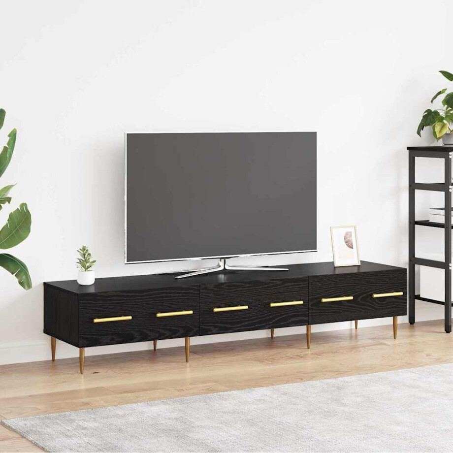 vidaXL TV-kast met lade Zwart Eiken 150 x 36 x 30 cm Bewerkt hout vidaXL TV-kast met lade Zwart Eiken 150 x 36 x 30 cm Bewerkt hout afbeelding 1