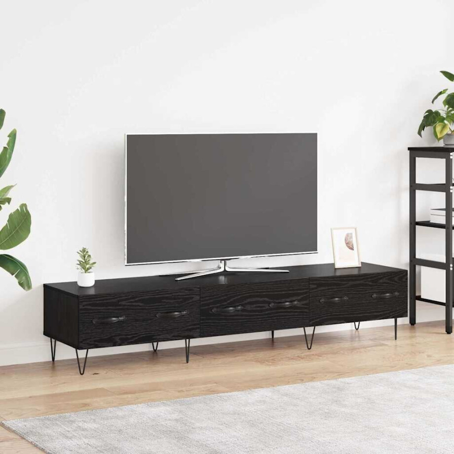vidaXL TV-kast met lade Zwart eiken 150 x 36 x 30 cm Bewerkt hout afbeelding 1