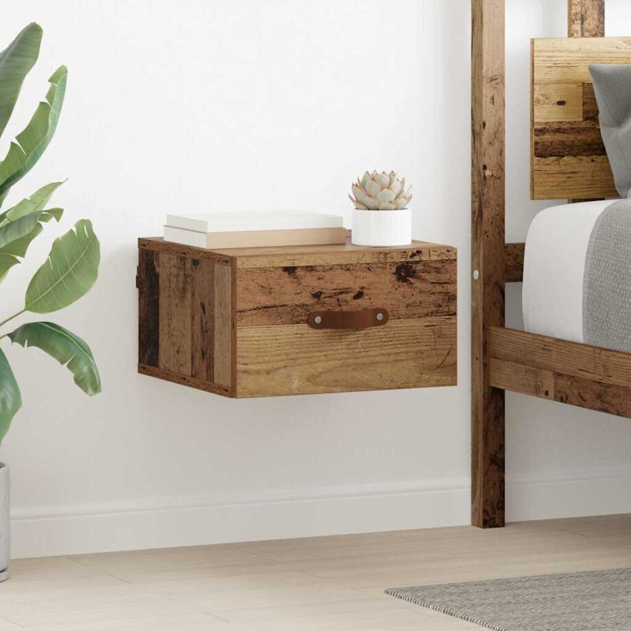 vidaXL Wandkastje Oud Hout 35 x 35 x 20 cm Bewerkt hout afbeelding 1