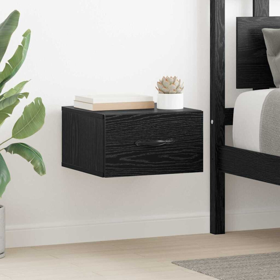 vidaXL Nachtkastje 2 pcs Zwart eiken 35 x 35 x 20 cm Bewerkt hout vidaXL Nachtkastje 2 pcs Zwart eiken 35 x 35 x 20 cm Bewerkt hout afbeelding 1