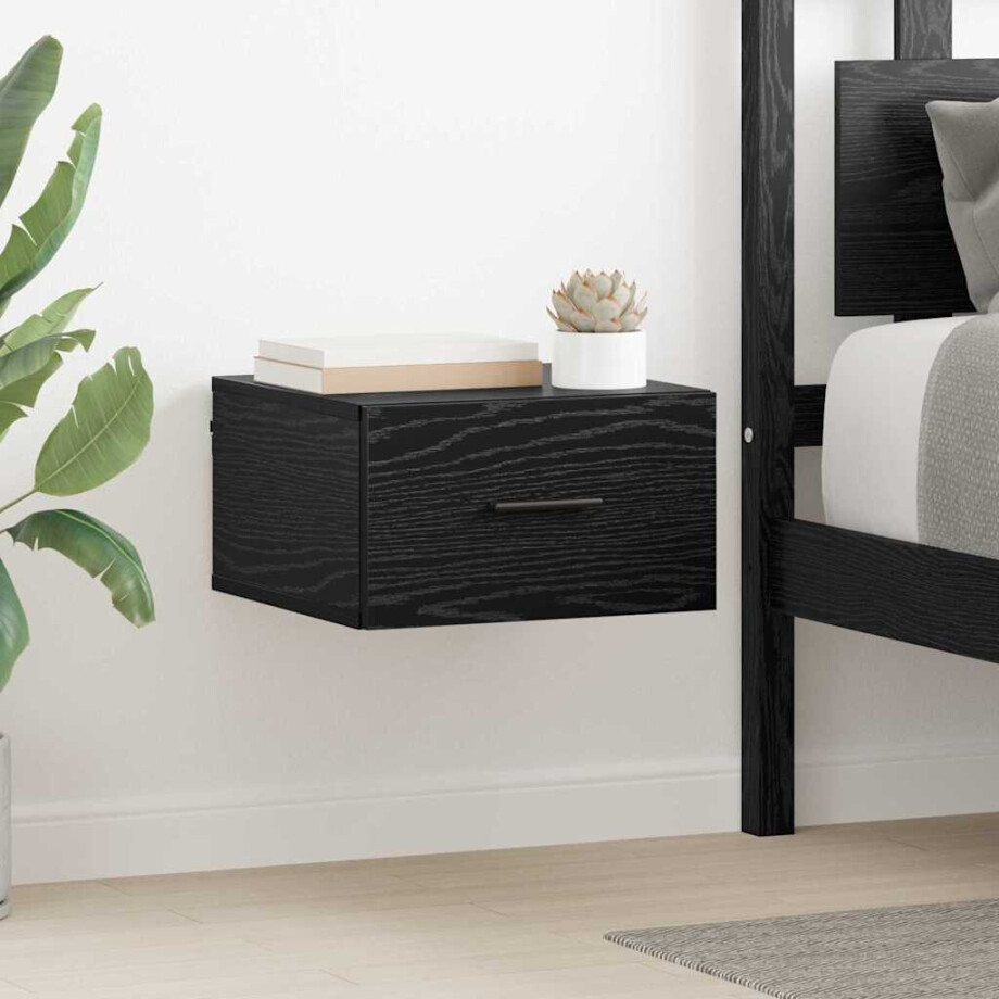 vidaXL Nachtkastje 2 pcs Zwart eiken 35 x 35 x 20 cm Bewerkt hout afbeelding 1
