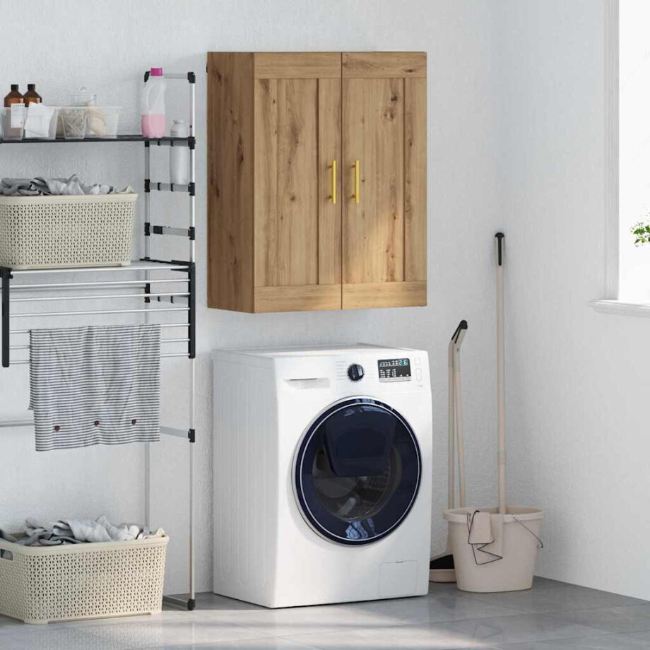 vidaXL Wandkast Artisan Eiken 69,5 x 34 x 90 cm Bewerkt hout afbeelding 1