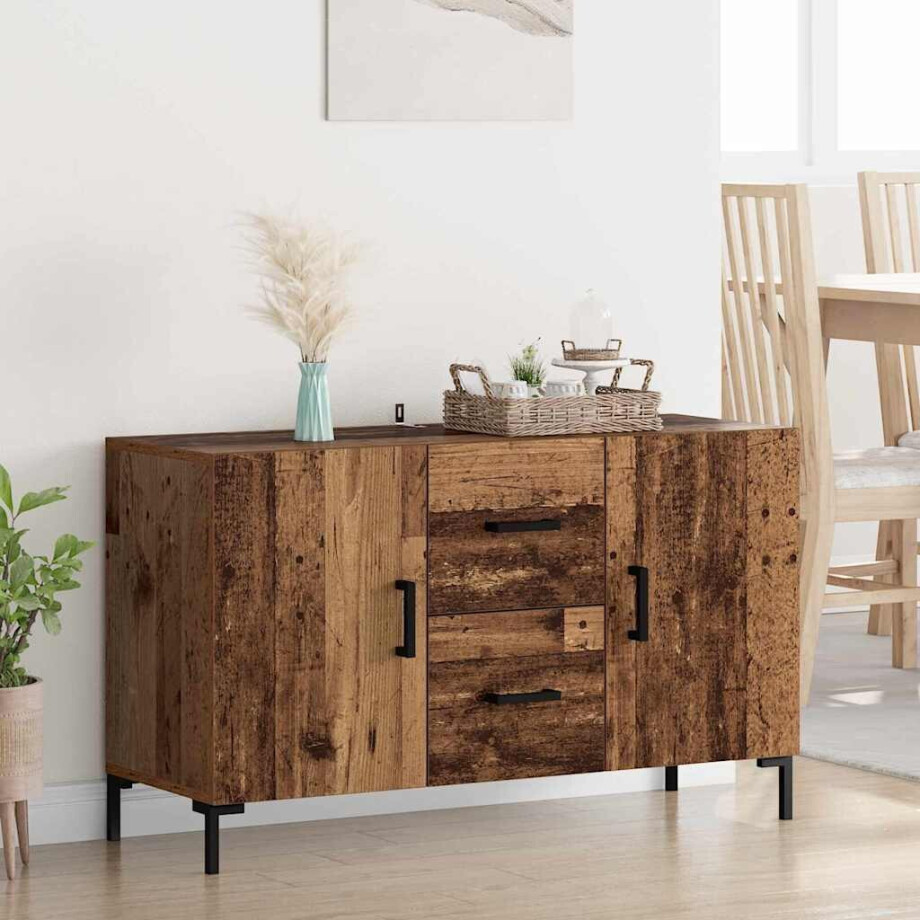vidaXL Dressoir met lade Oud Hout 100 x 36 x 60 cm Bewerkt hout vidaXL Dressoir met lade Oud Hout 100 x 36 x 60 cm Bewerkt hout afbeelding 1