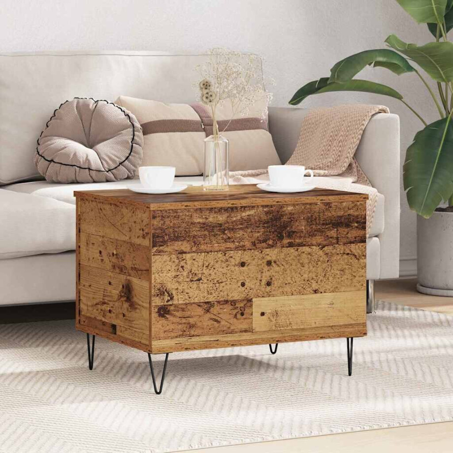 vidaXL Salontafel Oud Hout 60 x 44,5 x 45 cm Bewerkt hout afbeelding 1