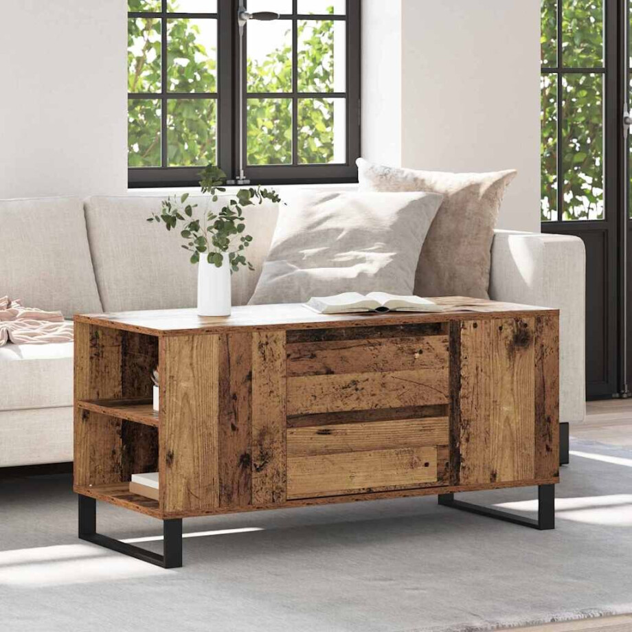 vidaXL Salontafel Oud Hout 102 x 44,5 x 50 cm Bewerkt hout vidaXL Salontafel Oud Hout 102 x 44,5 x 50 cm Bewerkt hout afbeelding 1