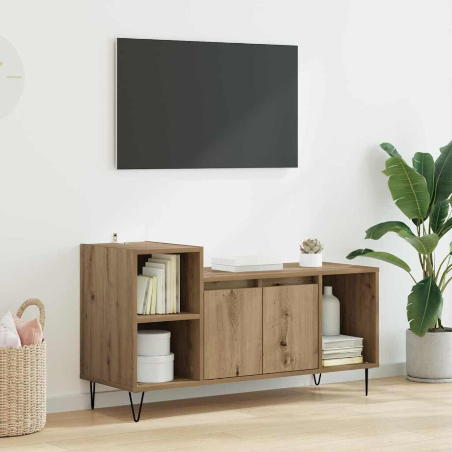 vidaXL TV-kast Artisan Eiken 100 x 35 x 55 cm Bewerkt hout vidaXL TV-kast Artisan Eiken 100 x 35 x 55 cm Bewerkt hout afbeelding 1