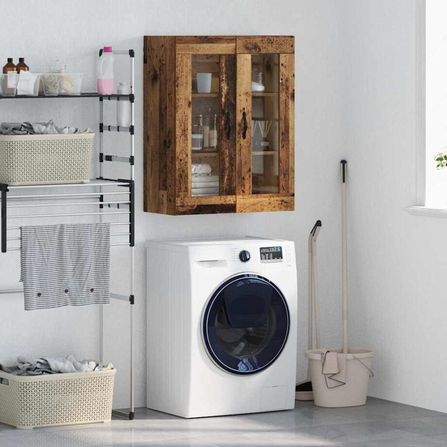vidaXL Wandkast Oud Hout 69,5 x 34 x 90 cm Geengineerd Hout en Glas vidaXL Wandkast Oud Hout 69,5 x 34 x 90 cm Geengineerd Hout en Glas afbeelding 1
