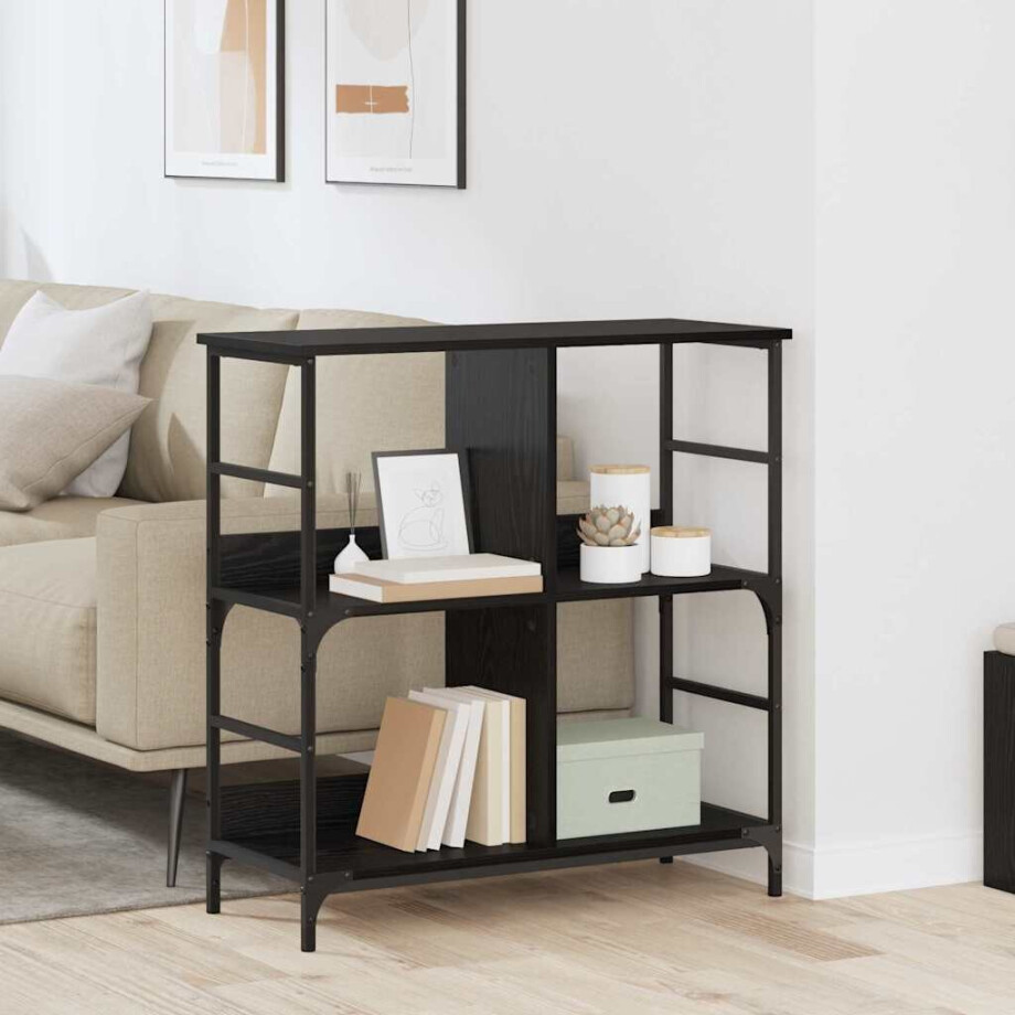 vidaXL Boekenkast Zwart eiken 78,5 x 33 x 82 cm Bewerkt hout afbeelding 1