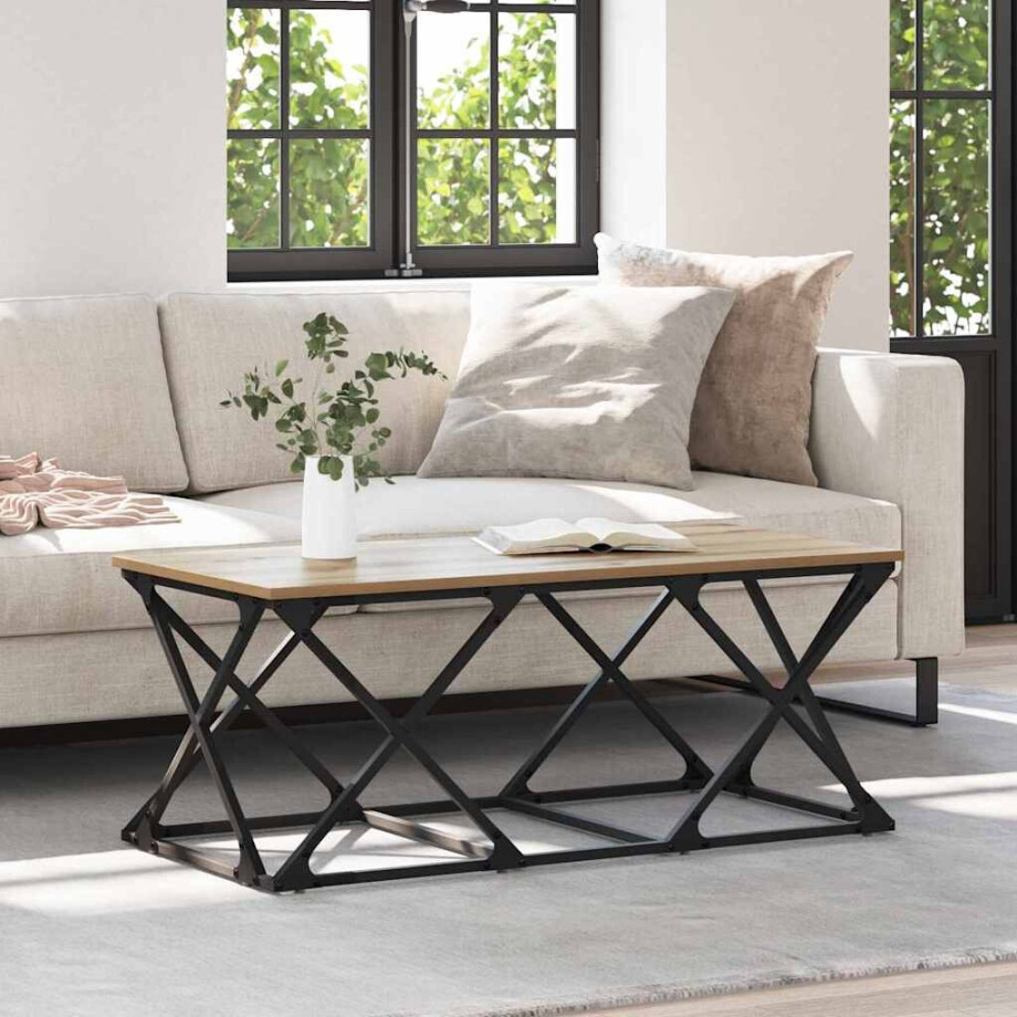 vidaXL Salontafel Artisan Eiken 100 x 49 x 40 cm Bewerkt hout afbeelding 1