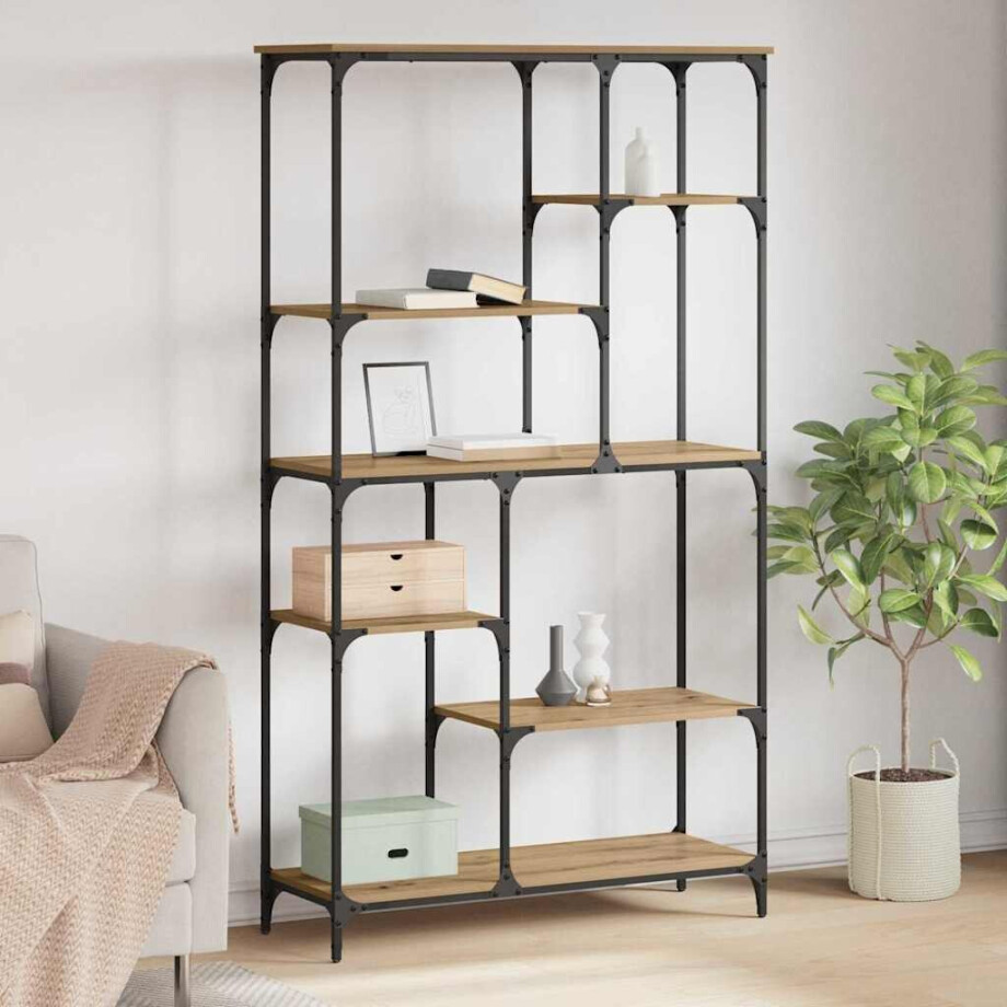 vidaXL Boekenkast Artisan Eiken 99 x 35,5 x 176 cm Bewerkt hout vidaXL Boekenkast Artisan Eiken 99 x 35,5 x 176 cm Bewerkt hout afbeelding 1