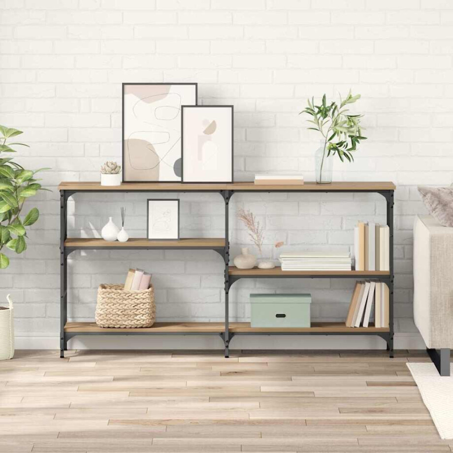 vidaXL Wandtafel Artisan Eiken 150 x 29 x 76,5 cm Bewerkt hout afbeelding 1