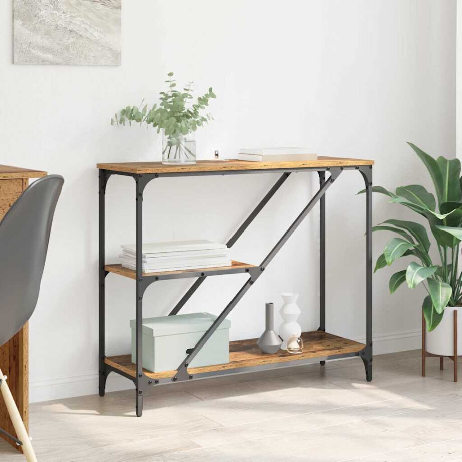 vidaXL Wandtafel Oud Hout 88,5 x 30 x 75 cm Bewerkt hout vidaXL Wandtafel Oud Hout 88,5 x 30 x 75 cm Bewerkt hout afbeelding 1