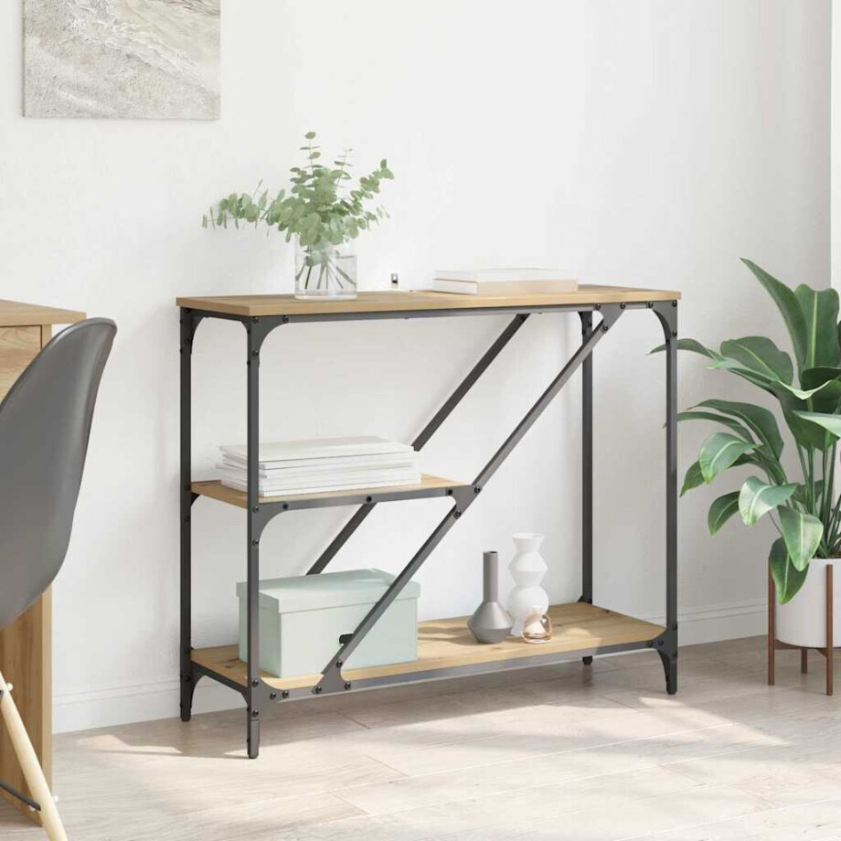 vidaXL Wandtafel Artisan Eiken 88,5 x 30 x 75 cm Bewerkt hout vidaXL Wandtafel Artisan Eiken 88,5 x 30 x 75 cm Bewerkt hout afbeelding 1