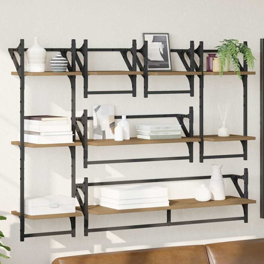 vidaXL Wandplankenset met plank 6 pcs Artisan Eiken 100 x 25 x 30 cm vidaXL Wandplankenset met plank 6 pcs Artisan Eiken 100 x 25 x 30 cm afbeelding 1