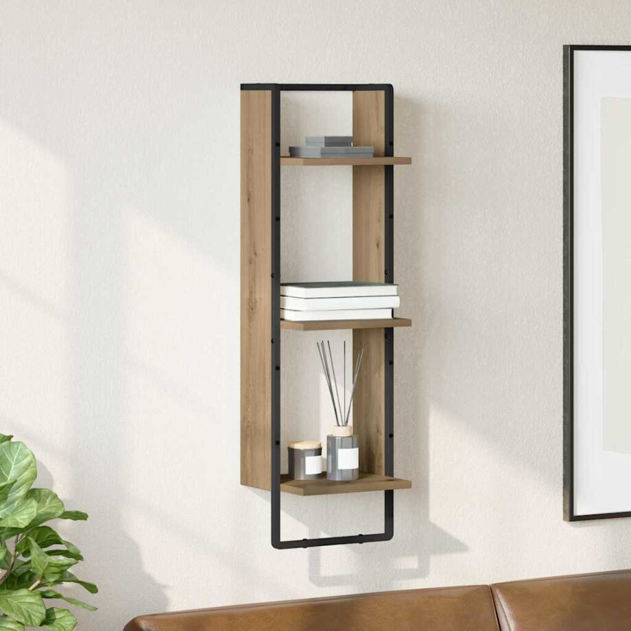 vidaXL Wandplank met plank Artisan Eiken 30 x 25 x 100 cm Bewerkt hout vidaXL Wandplank met plank Artisan Eiken 30 x 25 x 100 cm Bewerkt hout afbeelding 1