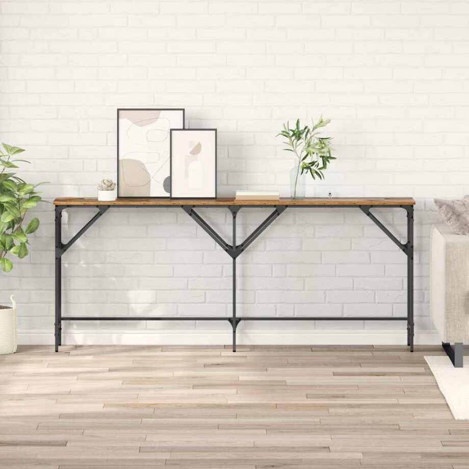 vidaXL Wandtafel Oud Hout 180 x 30 x 75 cm Bewerkt hout afbeelding 1