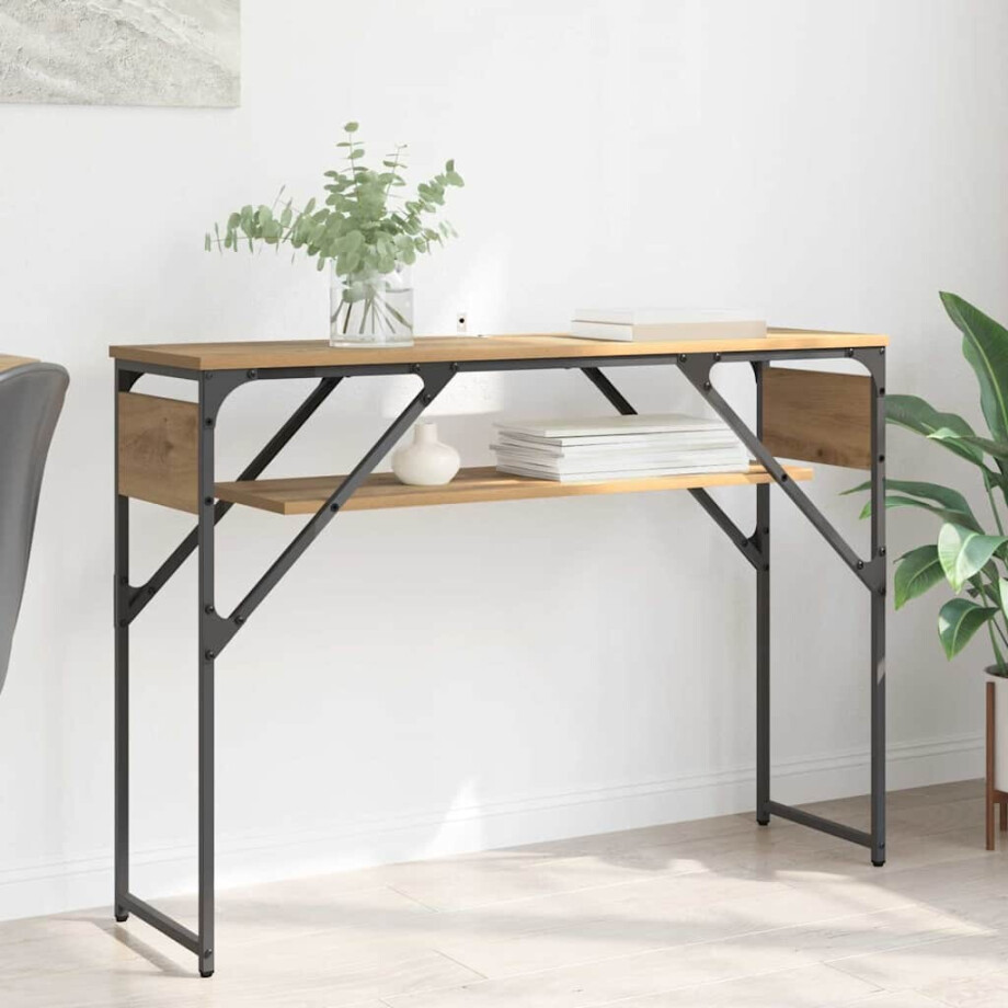 vidaXL Consoletafel Artisan Eiken 105x30x75cm Bewerkt hout afbeelding 1