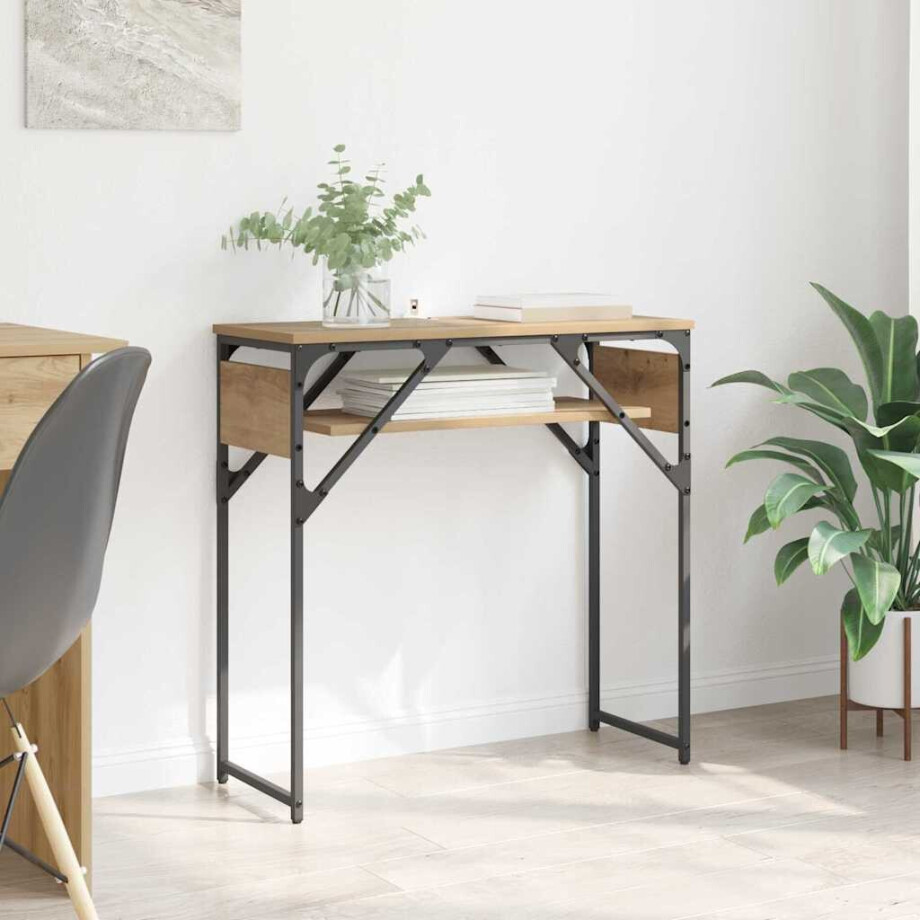 vidaXL Consoletafel Artisan Eiken 75x30x75cm Bewerkt hout afbeelding 1