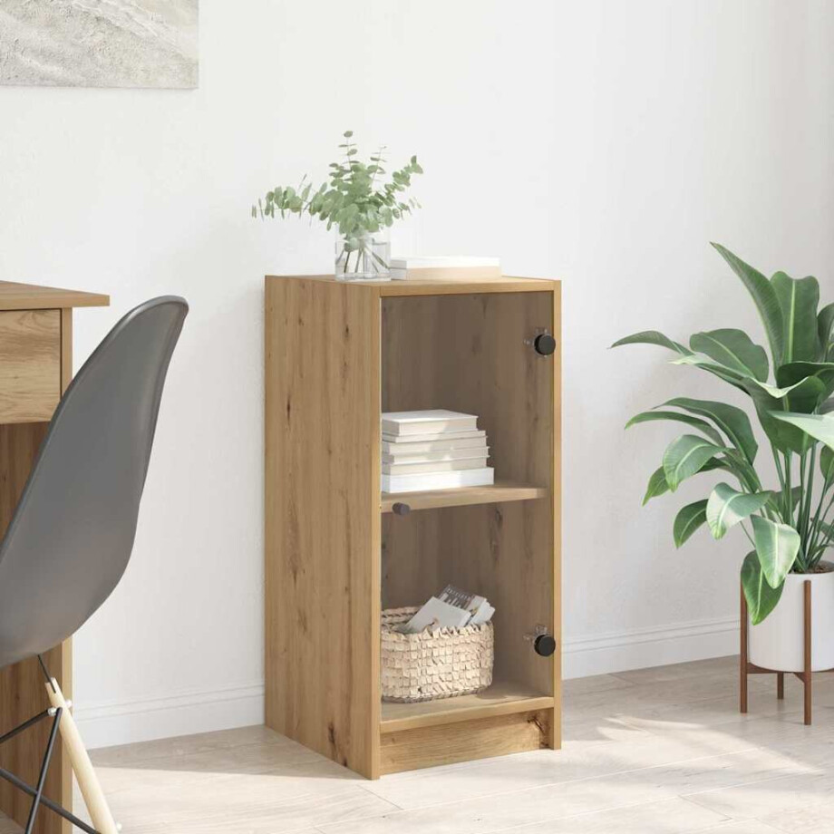 vidaXL Dressoir artisanaal eikenkleurig 35 x 37 x 76 cm Bewerkt hout afbeelding 1