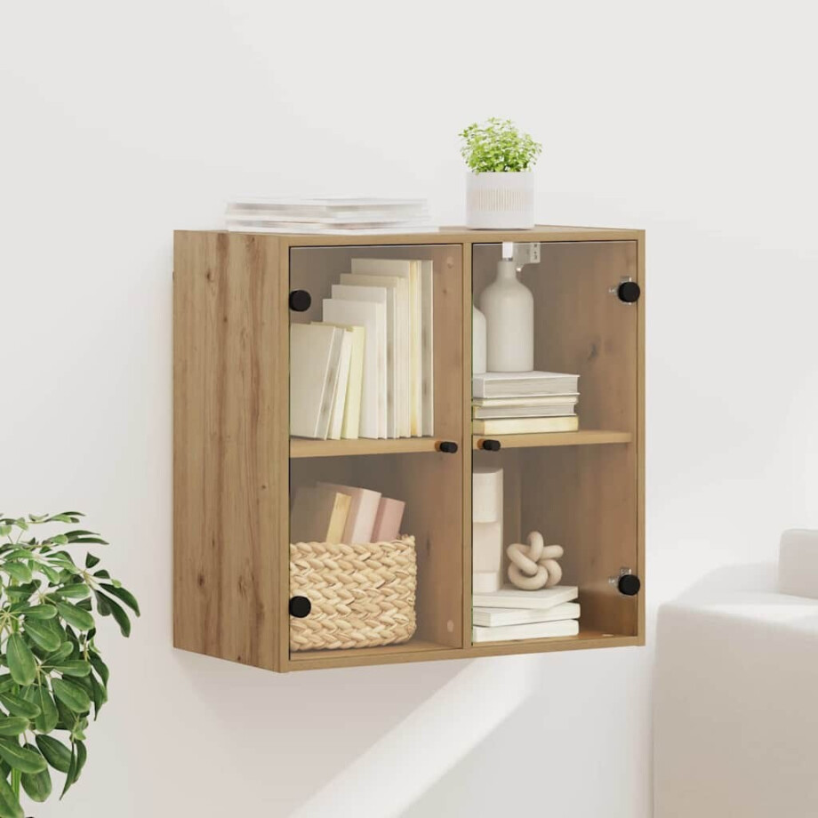 vidaXL Wandkast Artisan Eiken 68 x 37 x 68,5 cm Bewerkt hout vidaXL Wandkast Artisan Eiken 68 x 37 x 68,5 cm Bewerkt hout afbeelding 1