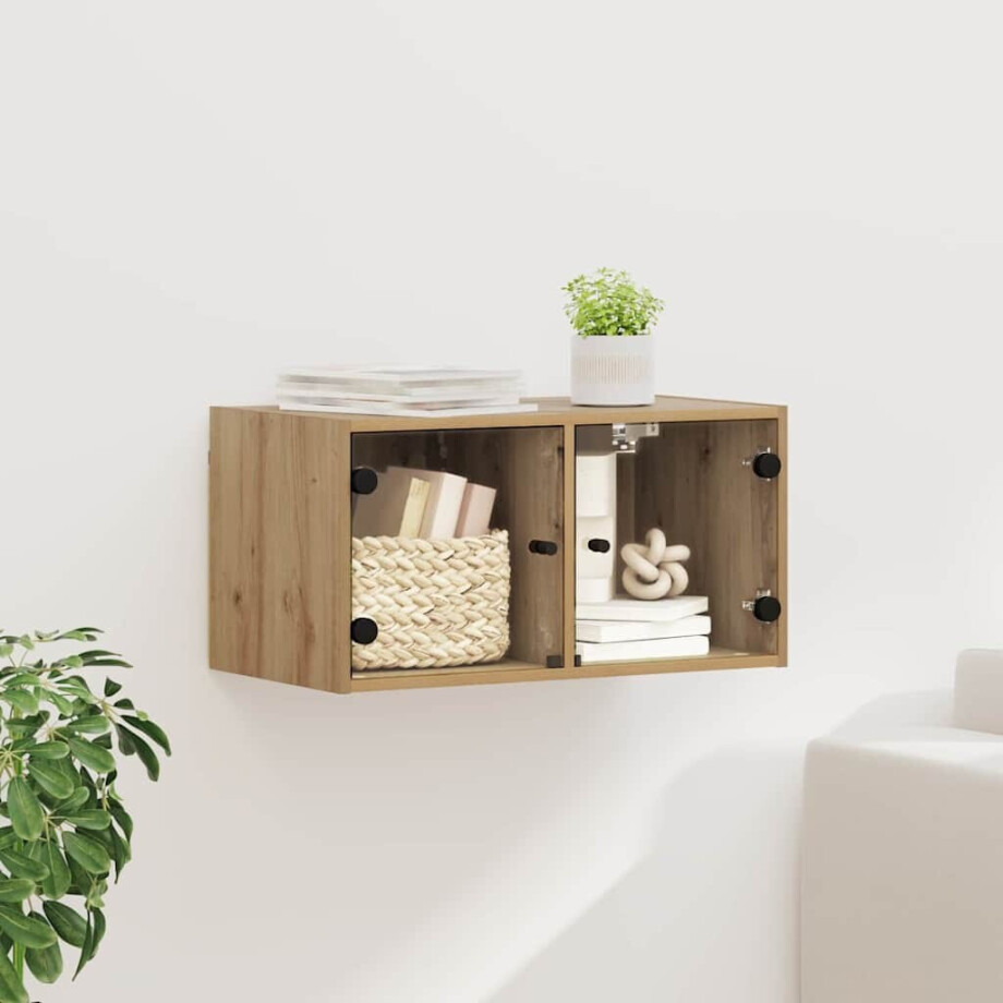 vidaXL Wandkast Artisan Eiken 68 x 37 x 35 cm Bewerkt hout vidaXL Wandkast Artisan Eiken 68 x 37 x 35 cm Bewerkt hout afbeelding 1