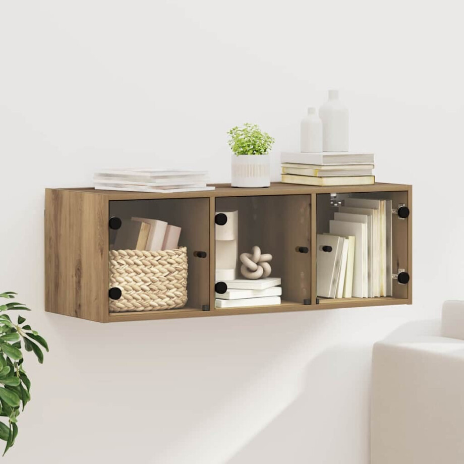 vidaXL Wandkast Artisan Eiken 102 x 37 x 35 cm Bewerkt hout vidaXL Wandkast Artisan Eiken 102 x 37 x 35 cm Bewerkt hout afbeelding 1