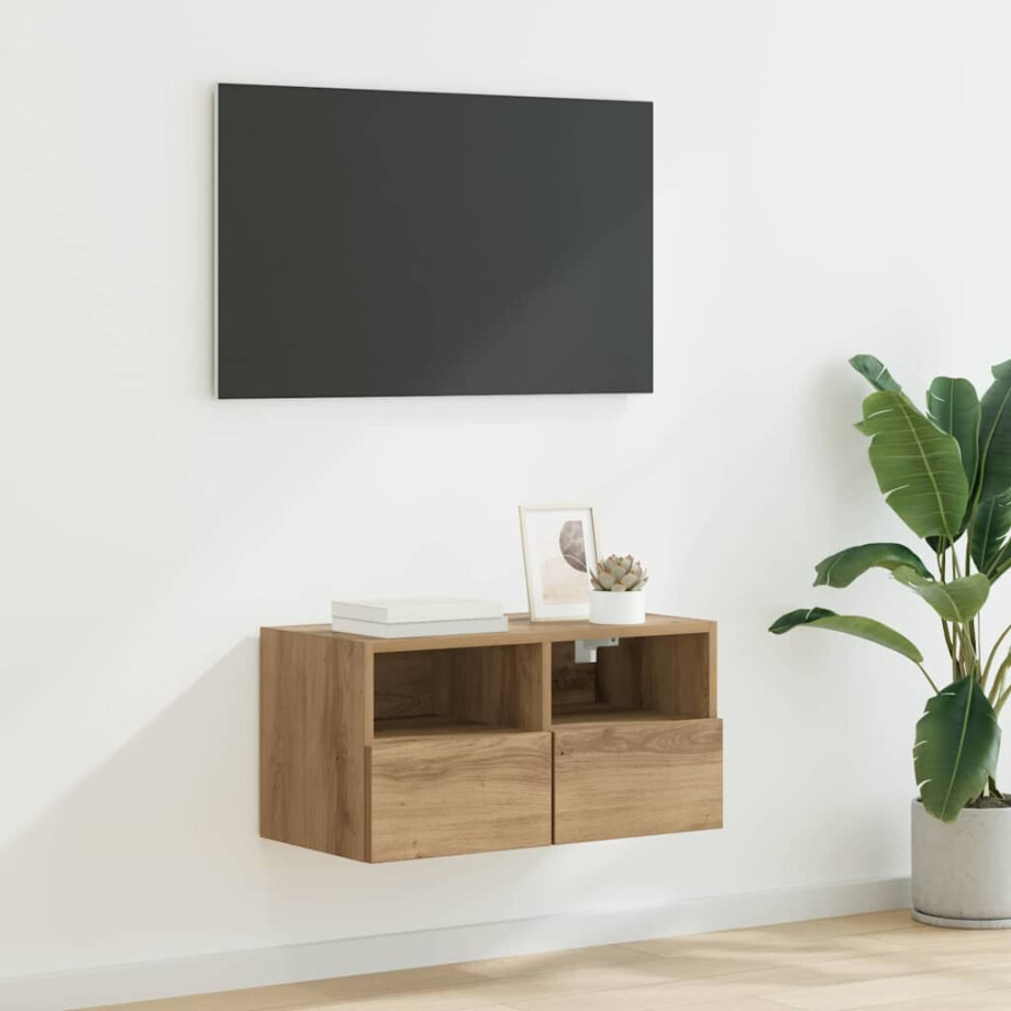 vidaXL TV Wandkast Artisan Eiken 60 x 30 x 30 cm Bewerkt hout vidaXL TV Wandkast Artisan Eiken 60 x 30 x 30 cm Bewerkt hout afbeelding 1