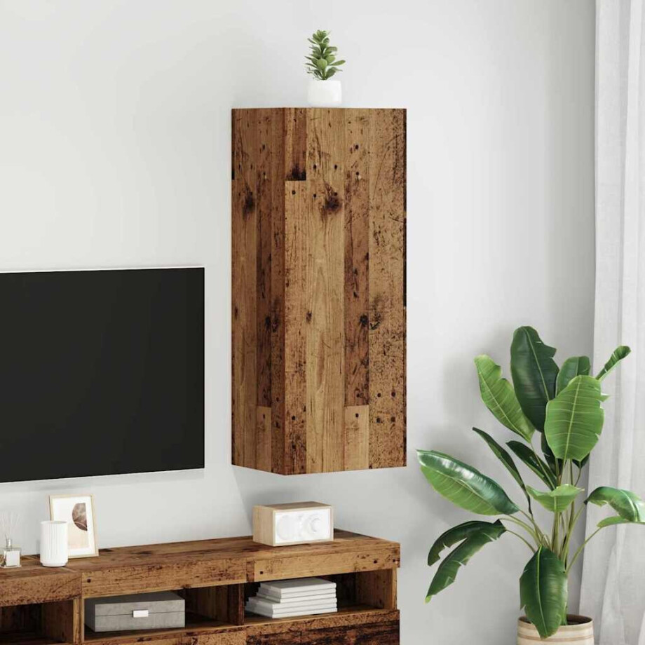 vidaXL TV Wandkast Oud Hout 40,5 x 30 x 102 cm Bewerkt hout afbeelding 1