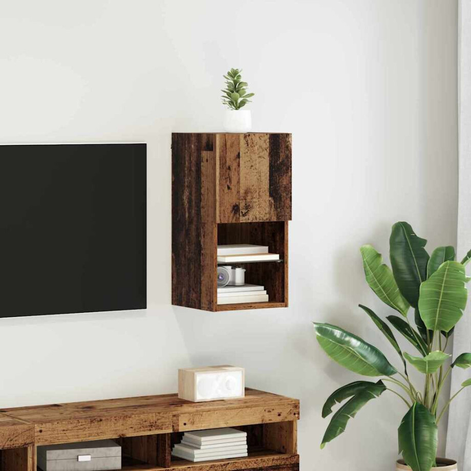 vidaXL Wandgemonteerd tv-meubel Oudhout 30,5 x 30 x 60 cm Bewerkt hout afbeelding 1